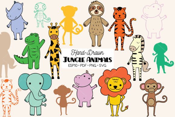 Download Jungle Animal Hand Drawn Character Color - Jungle animal Collection